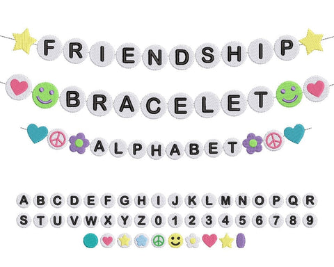 Friendship Bracelet Beads BFF Alphabet Machine Embroidery Bundle Set Embroidery/Applique DESIGNS Creatively Embroidery 