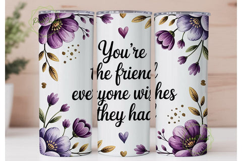 Friendship Floral Tumbler Wrap PNG Sublimation PixelChick 