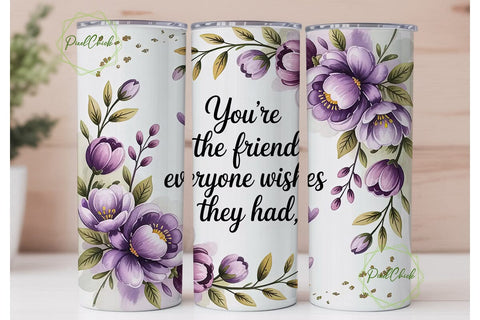 Friendship Floral Tumbler Wrap PNG Sublimation PixelChick 