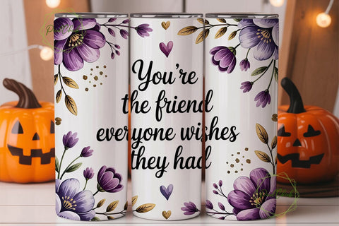 Friendship Floral Tumbler Wrap PNG Sublimation PixelChick 