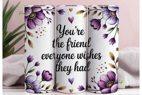 Friendship Floral Tumbler Wrap PNG Sublimation PixelChick 