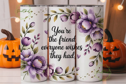 Friendship Floral Tumbler Wrap PNG Sublimation PixelChick 