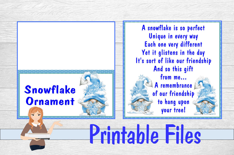 Friendship Snowflake Ornament Card & Bag Topper 3D Paper Family Creations 