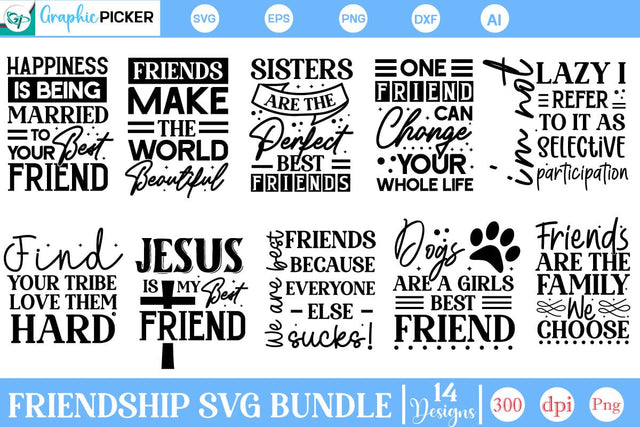 Friendship SVG Bundle, Best Friend SVG Bundle, Friendship SVG, Friendship Quotes svg, SVG DesignPlante 503 