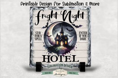 Fright Night Hotel Sublimation Design | Halloween PNG Design Sublimation Ewe-N-Me Designs 