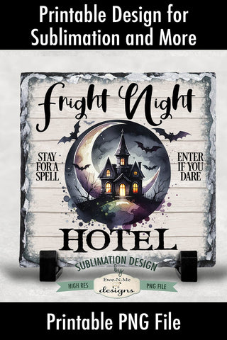 Fright Night Hotel Sublimation Design | Halloween PNG Design Sublimation Ewe-N-Me Designs 