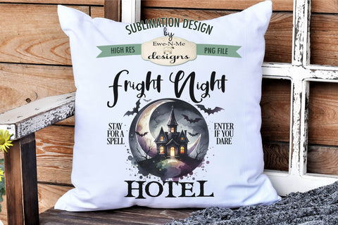Fright Night Hotel Sublimation Design | Halloween PNG Design Sublimation Ewe-N-Me Designs 
