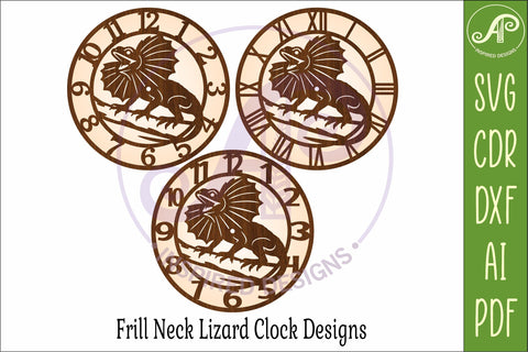 Frill Neck Lizard Clock SVG, Reptile Laser Cut Clock Design SVG APInspireddesigns 
