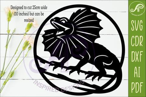 Frilled Lizard Wall Art SVG, Australian Reptile Laser Cut SVG APInspireddesigns 