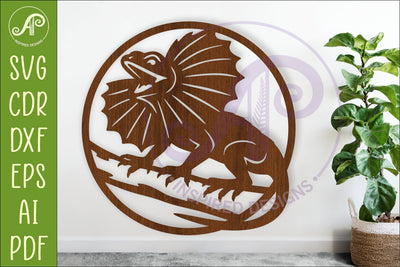 Frilled Lizard Wall Art SVG, Australian Reptile Laser Cut SVG APInspireddesigns 