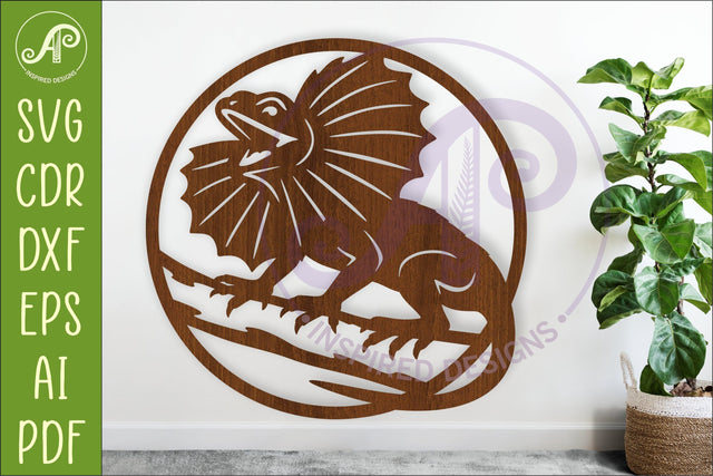 Frilled Lizard Wall Art SVG, Australian Reptile Laser Cut SVG APInspireddesigns 