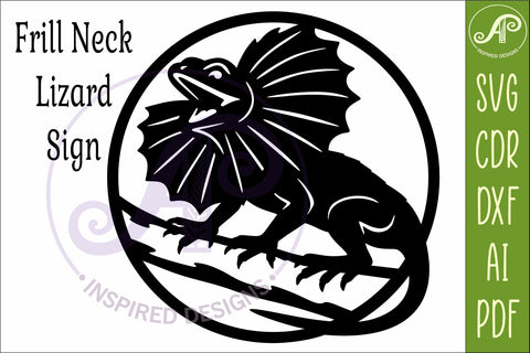Frilled Lizard Wall Art SVG, Australian Reptile Laser Cut SVG APInspireddesigns 