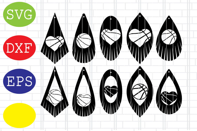 Fringe Basketball Earring Svg, Sport Earring Svg, Basketball Silhouette Svg, Jpg, Eps, Dxf Files SVG DigitalSvgFiles 