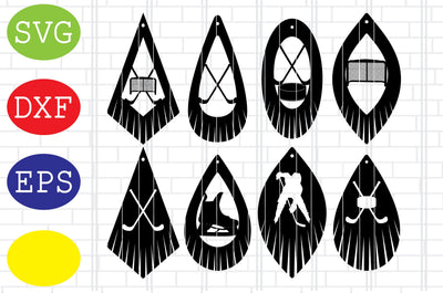 Fringe Hockey Earrings Svg, Sport Earrings Svg, Ice Hockey Earring Svg, Jpg, Eps, Dxf Files SVG DigitalSvgFiles 