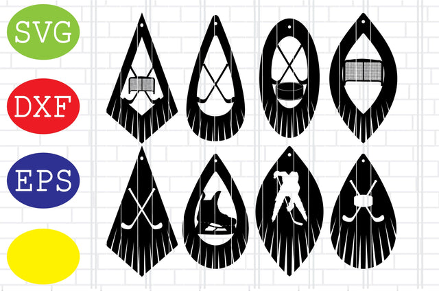 Fringe Hockey Earrings Svg, Sport Earrings Svg, Ice Hockey Earring Svg, Jpg, Eps, Dxf Files SVG DigitalSvgFiles 