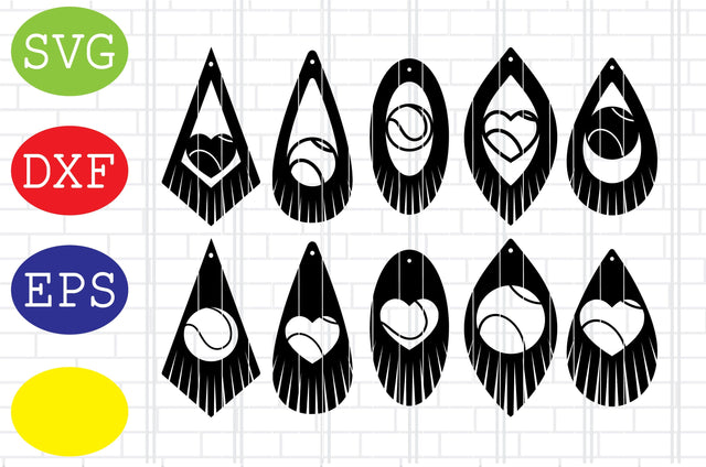 Fringe Tennis Earring Svg, Sport Earring Svg, Tennis Earrings Svg, Jpg, Eps, Dxf Files SVG DigitalSvgFiles 