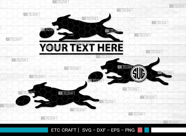 Frisbee Dog Monogram, Frisbee Dog Silhouette, Frisbee Dog SVG, Jumping Frisbee Dog Svg, Dog Svg, Jumping Dog Svg, Animal Svg, SB00557 SVG ETC Craft 
