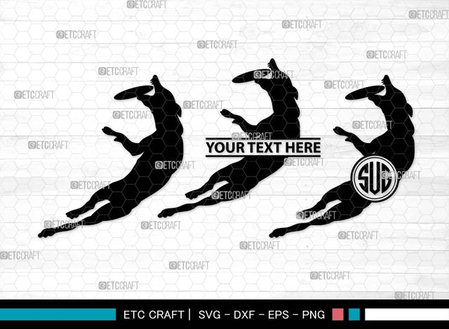 Frisbee Dog Monogram, Frisbee Dog Silhouette, Frisbee Dog SVG, Jumping Frisbee Dog Svg, Dog Svg, Jumping Dog Svg, Animal Svg, SB00557 SVG ETC Craft 