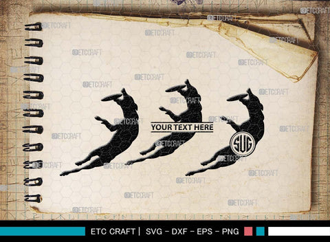 Frisbee Dog Monogram, Frisbee Dog Silhouette, Frisbee Dog SVG, Jumping Frisbee Dog Svg, Dog Svg, Jumping Dog Svg, Animal Svg, SB00557 SVG ETC Craft 