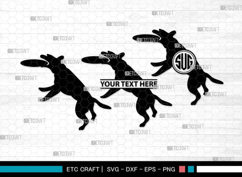 Frisbee Dog Monogram, Frisbee Dog Silhouette, Frisbee Dog SVG, Jumping Frisbee Dog Svg, Dog Svg, Jumping Dog Svg, Animal Svg, SB00557 SVG ETC Craft 