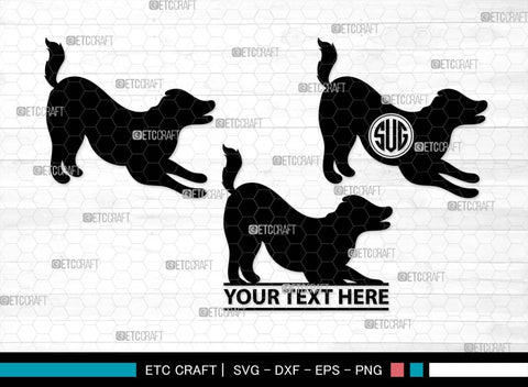 Frisbee Dog Monogram, Frisbee Dog Silhouette, Frisbee Dog SVG, Jumping Frisbee Dog Svg, Dog Svg, Jumping Dog Svg, Animal Svg, SB00557 SVG ETC Craft 