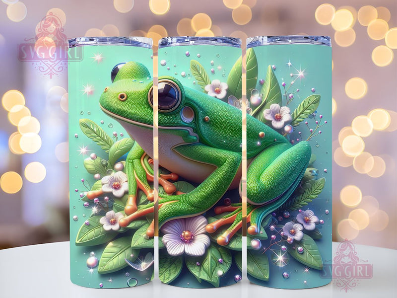 Frog 20 oz Tumbler Wrap Design Digital Download, Frog Tumbler Wrap Design, Frog Floral Tumbler Sublimation Sublimation SvggirlplusArt 