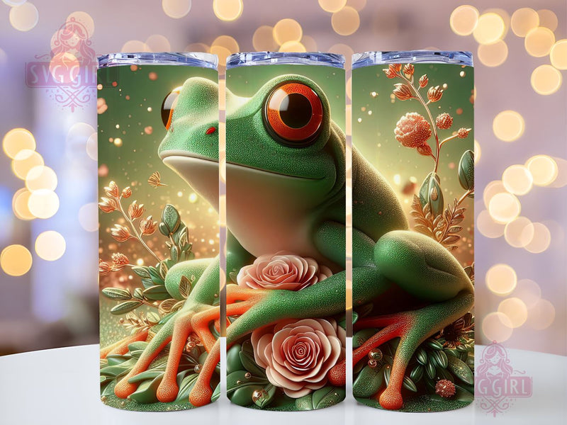 Frog 20 oz Tumbler Wrap Design Digital Download, Frog Tumbler Wrap Design, Frog Floral Tumbler Sublimation Sublimation SvggirlplusArt 