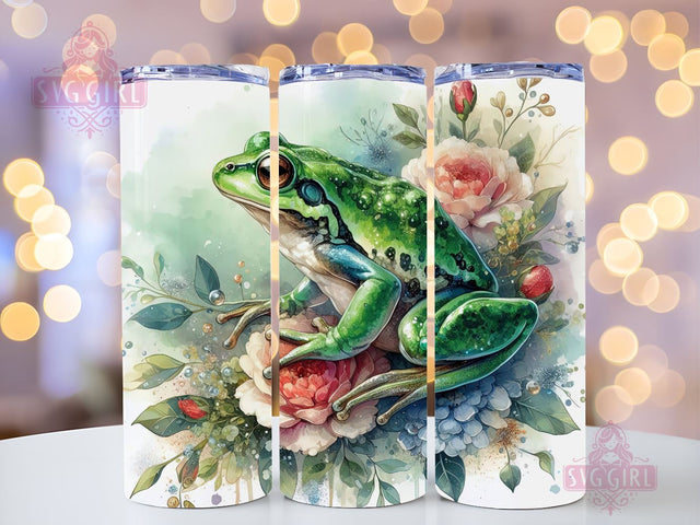 Frog 20 oz Tumbler Wrap Design Digital Download, Frog Tumbler Wrap Design, Frog Floral Tumbler Sublimation Sublimation SvggirlplusArt 