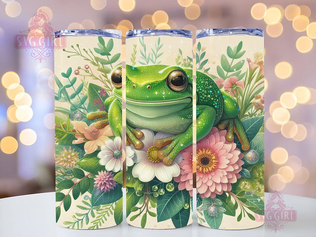 Frog 20 oz Tumbler Wrap Design Digital Download, Frog Tumbler Wrap Design, Frog Floral Tumbler Sublimation Sublimation SvggirlplusArt 