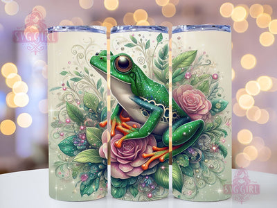 Frog 20 oz Tumbler Wrap Design Digital Download, Frog Tumbler Wrap Design, Frog Floral Tumbler Sublimation Sublimation SvggirlplusArt 