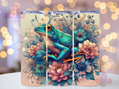 Frog 20 oz Tumbler Wrap Design Digital Download, Frog Tumbler Wrap Design, Frog Floral Tumbler Sublimation Sublimation SvggirlplusArt 