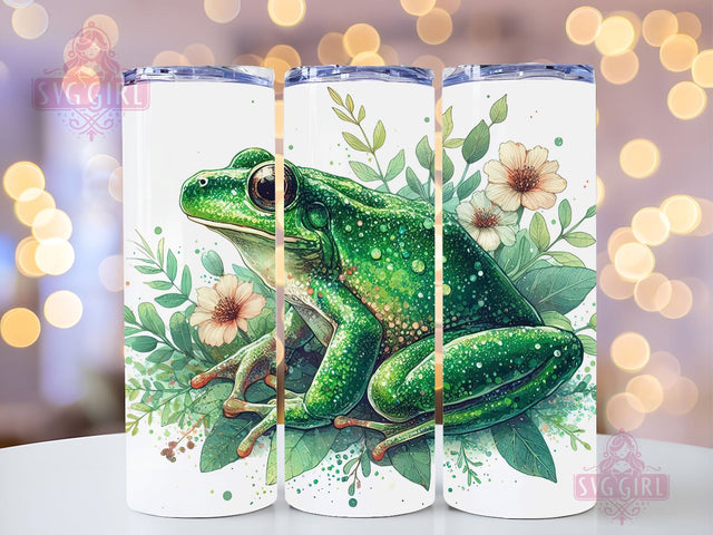 Frog 20 oz Tumbler Wrap Design Digital Download, Frog Tumbler Wrap Design, Frog Floral Tumbler Sublimation Sublimation SvggirlplusArt 