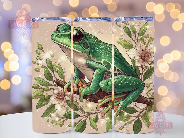 Frog 20 oz Tumbler Wrap Design Digital Download, Frog Tumbler Wrap Design, Frog Floral Tumbler Sublimation Sublimation SvggirlplusArt 