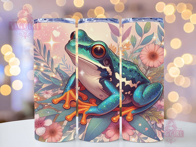Frog 20 oz Tumbler Wrap Design Digital Download, Frog Tumbler Wrap Design, Frog Floral Tumbler Sublimation Sublimation SvggirlplusArt 