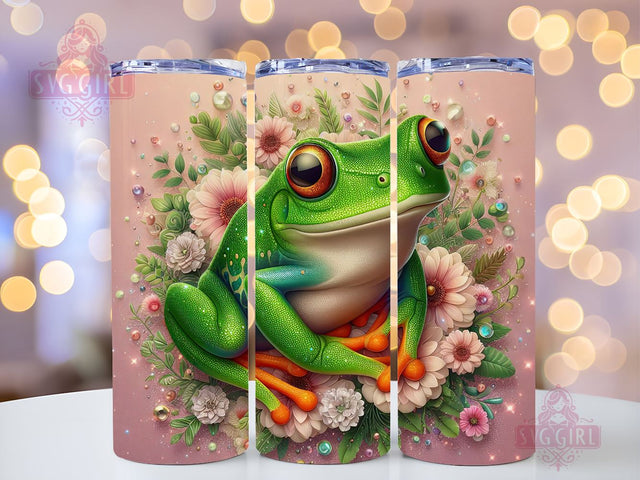 Frog 20 oz Tumbler Wrap Design Digital Download, Frog Tumbler Wrap Design, Frog Floral Tumbler Sublimation Sublimation SvggirlplusArt 