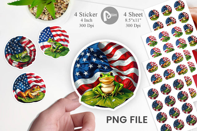 Frog 4th of July Sticker Sublimation artnoy 