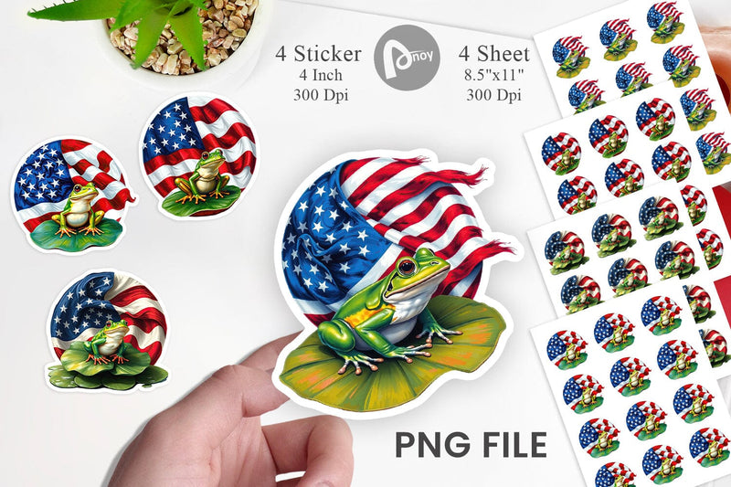 Frog 4th of July Sticker Sublimation artnoy 