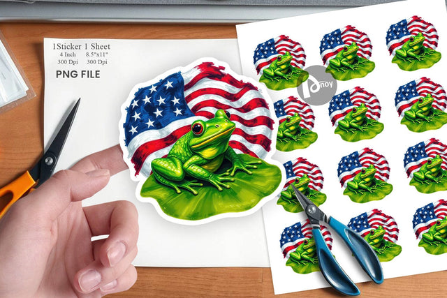 Frog 4th of July Sticker Sublimation artnoy 