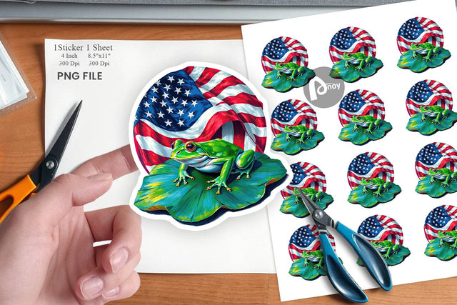 Frog 4th of July Sticker Sublimation artnoy 