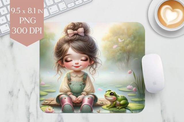 Frog and Girl Mousepad PNG Sublimation BijouBay 