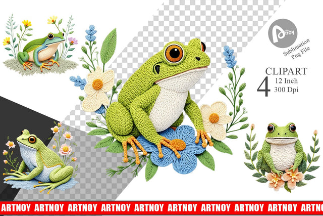 Frog Embroidery Clipart Sublimation artnoy 