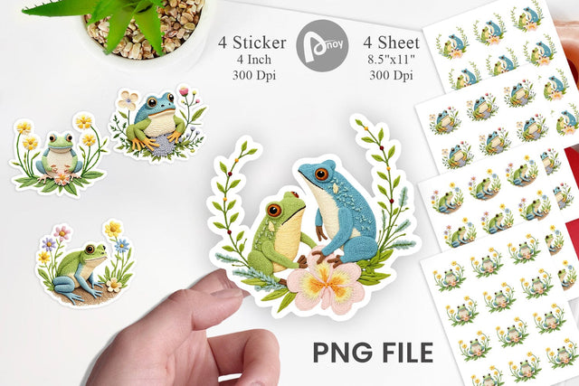 Frog Embroidery Sticker Sublimation artnoy 