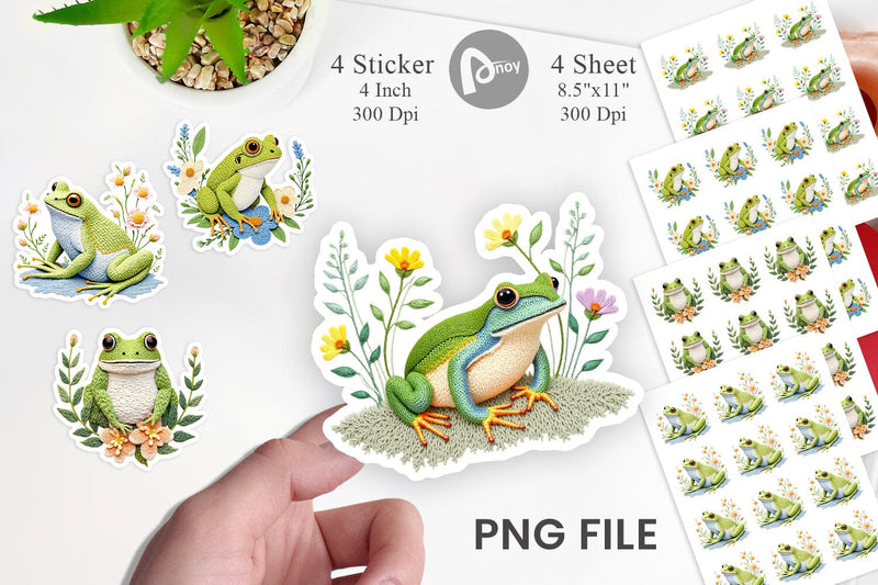 Frog Embroidery Sticker Sublimation artnoy 