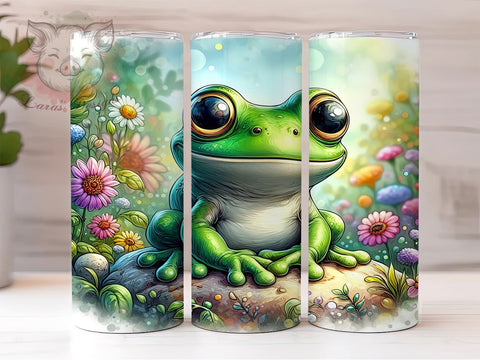 Frog Flower 20 oz Skinny Tumbler Sublimation Design, Straight & Tapered Tumbler Png, Frog Lover Tumbler Png, Digital Download PNG Sublimation Lara' s Designs 