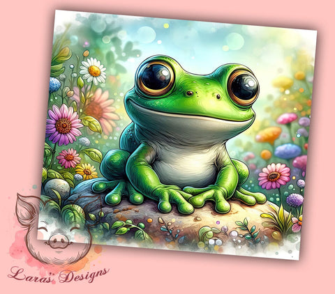 Frog Flower 20 oz Skinny Tumbler Sublimation Design, Straight & Tapered Tumbler Png, Frog Lover Tumbler Png, Digital Download PNG Sublimation Lara' s Designs 