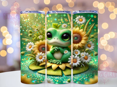 Frog Glitter Floral Cute Animal Lover Tumbler Wrap, 20oz Drinkware, Cute Frog Design, Floral Sublimation, Animal Lover Gifts, Spring Tumbler Sublimation SvggirlplusArt 