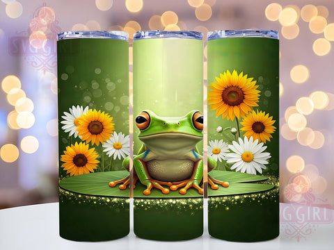Frog Glitter Floral Cute Animal Lover Tumbler Wrap, 20oz Drinkware, Cute Frog Design, Floral Sublimation, Animal Lover Gifts, Spring Tumbler Sublimation SvggirlplusArt 