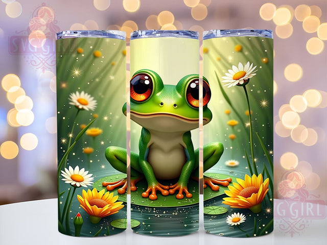 Frog Glitter Floral Cute Animal Lover Tumbler Wrap, 20oz Drinkware, Cute Frog Design, Floral Sublimation, Animal Lover Gifts, Spring Tumbler Sublimation SvggirlplusArt 