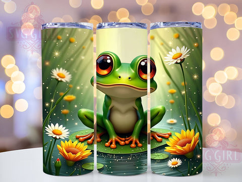 Frog Glitter Floral Cute Animal Lover Tumbler Wrap, 20oz Drinkware, Cute Frog Design, Floral Sublimation, Animal Lover Gifts, Spring Tumbler Sublimation SvggirlplusArt 