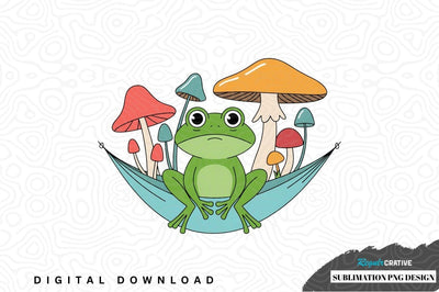 Frog in hammock with mushrooms sublimation png design Sublimation Regulrcrative 